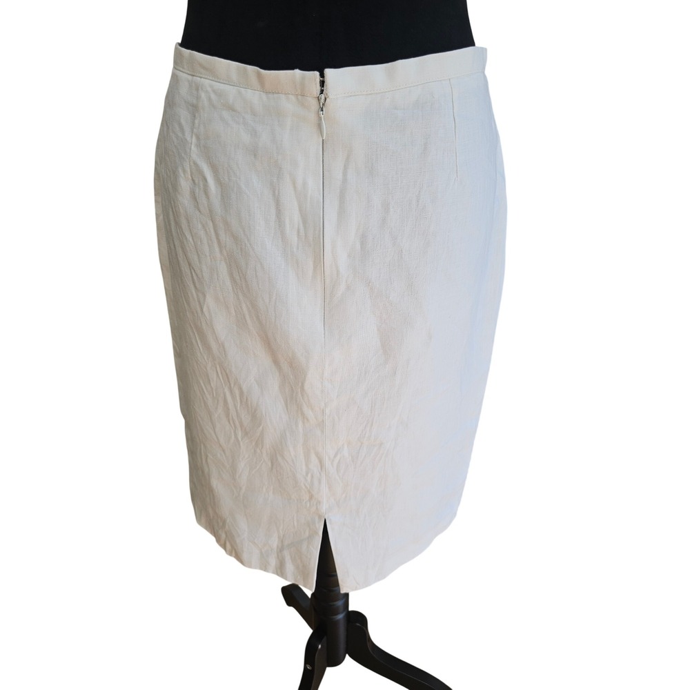 Yves Saint Laurent Variation Linen Pencil Skirt Womens 40 Cream Vintage YSL W28" - Picture 3 of 8